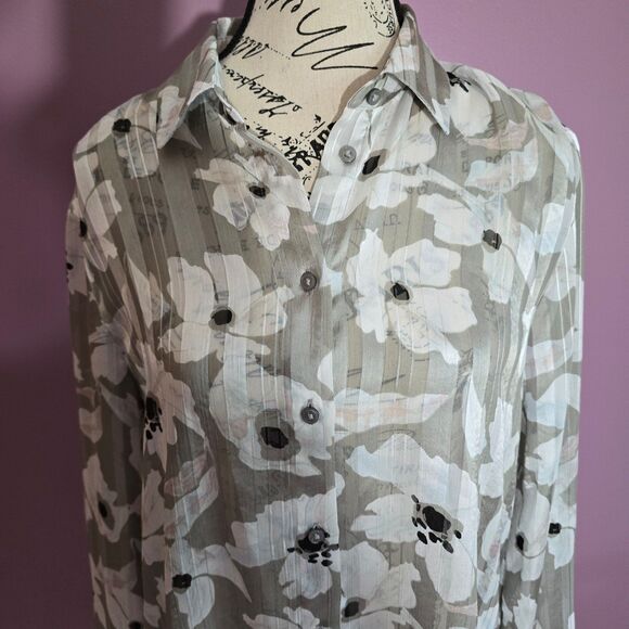 Banana republic long sleeve floral blouse flowy airy M - Picture 4 of 11